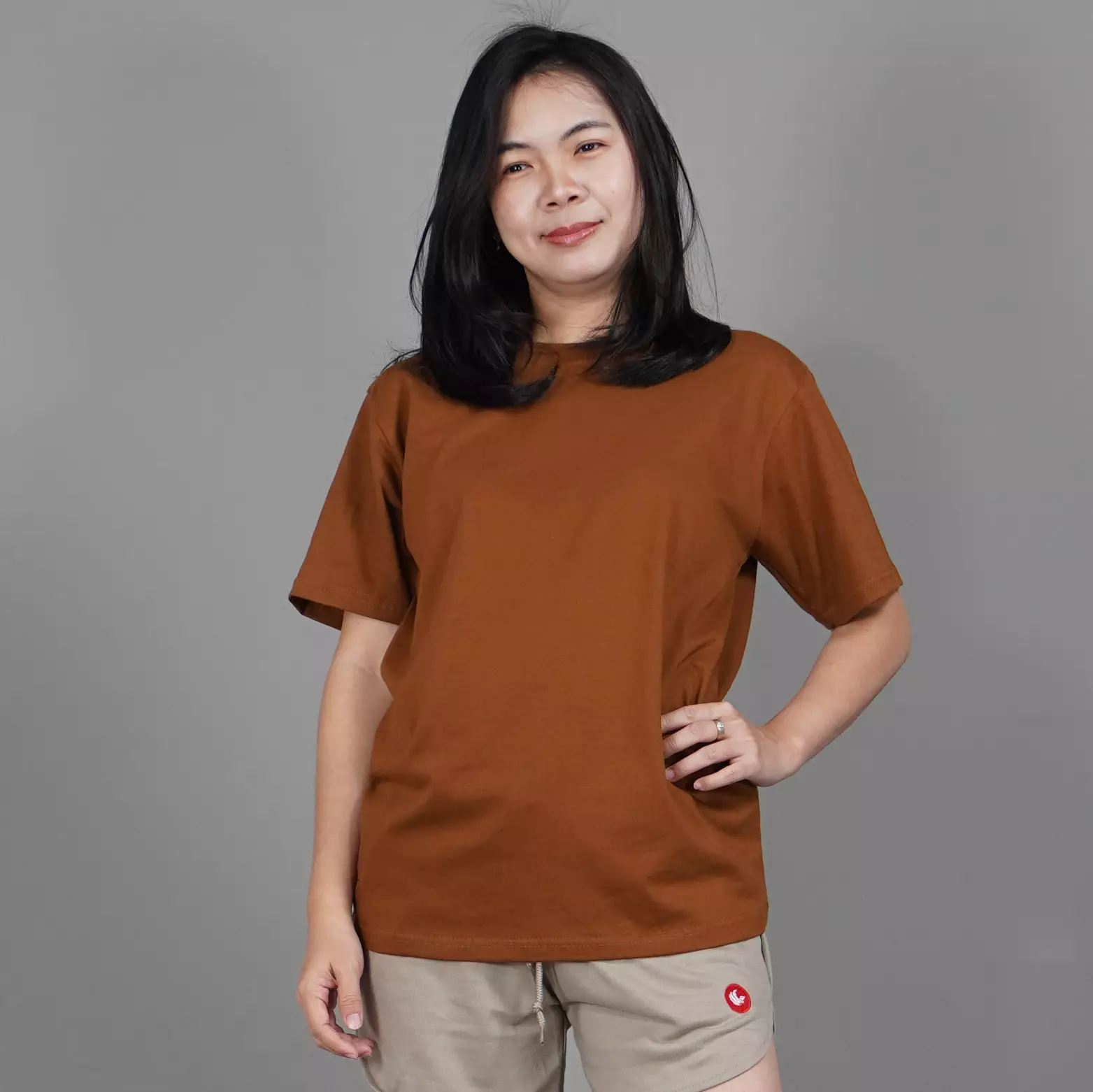  UNILO Size S-BIG Kaos Polos Lengan Pendek Wanita Basic TShirt Cotton - Bronze