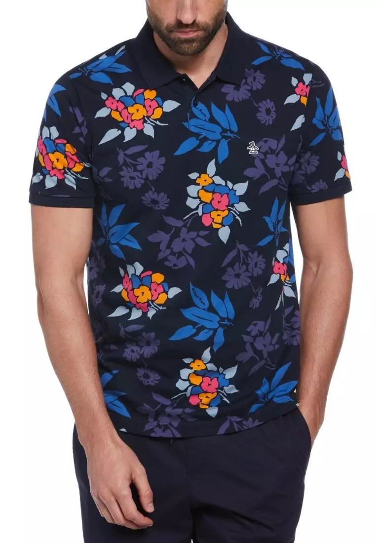 Jersey All Over Print Floral Polo Shirt