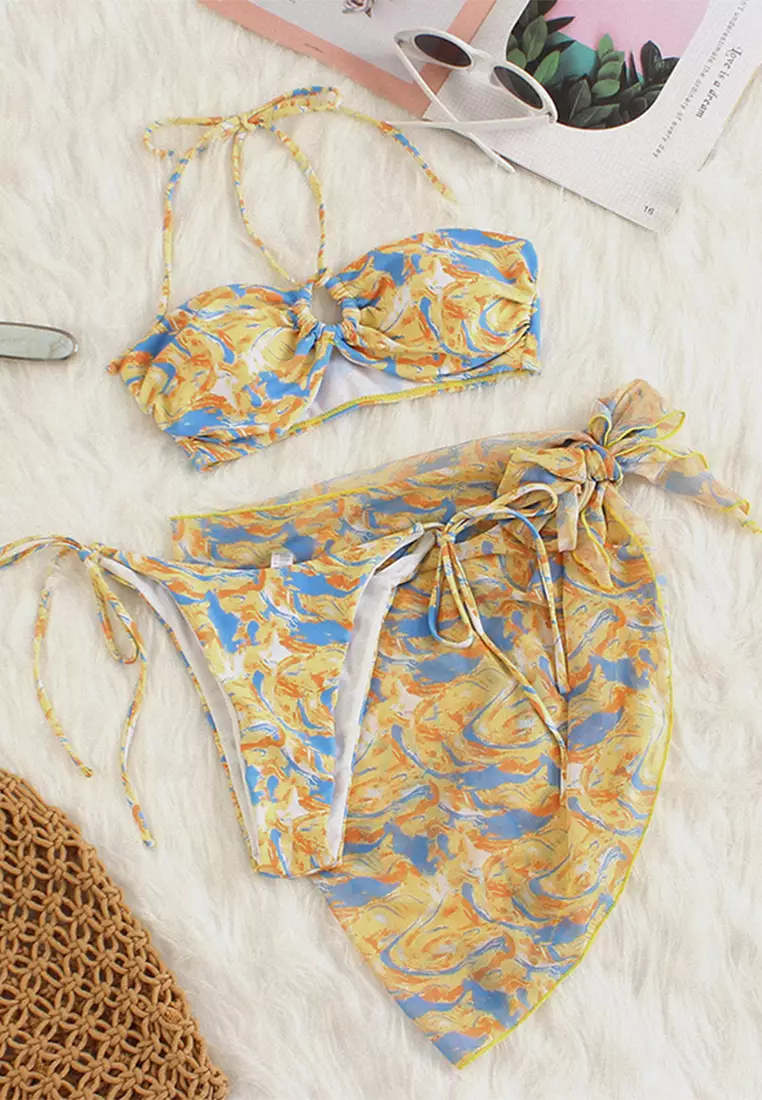 Three-piece swimsuit in printed bikini CA24032112