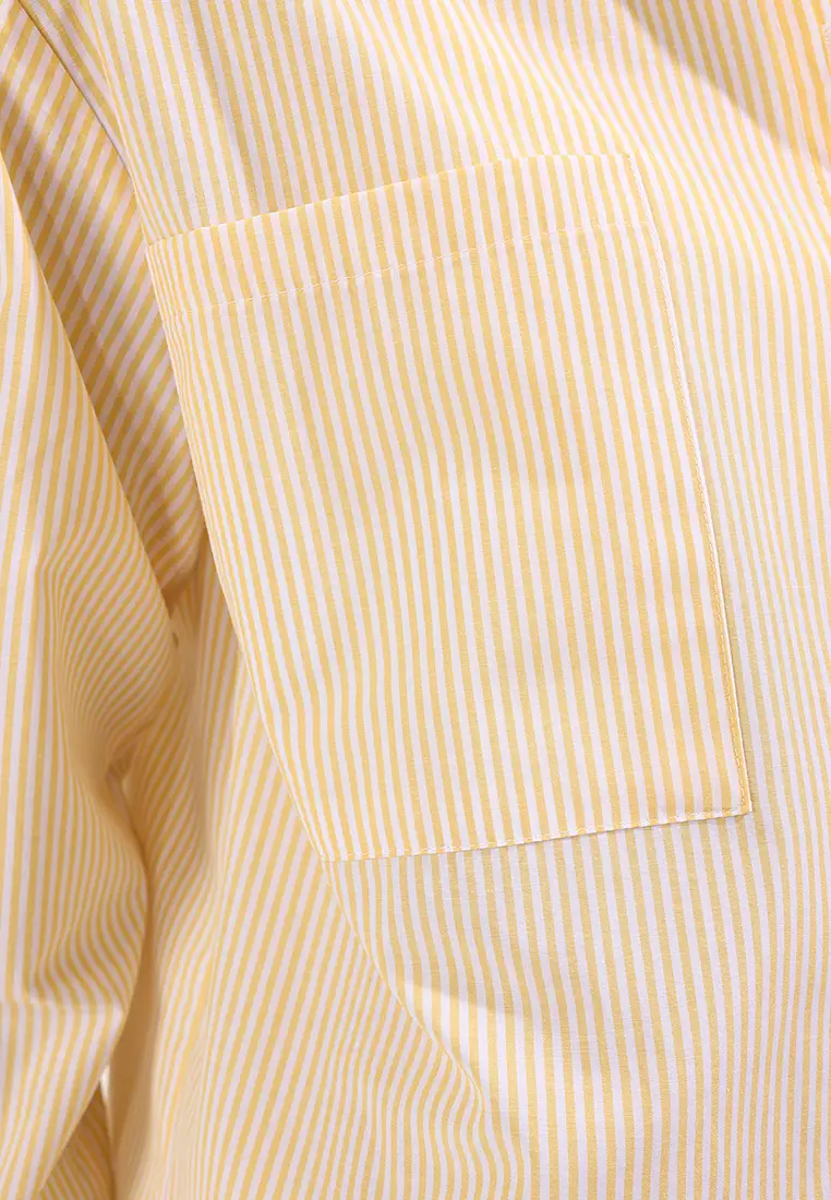 Yellow Striped Oversize Wide Fit Woven Shirt Twoaw23Go00359