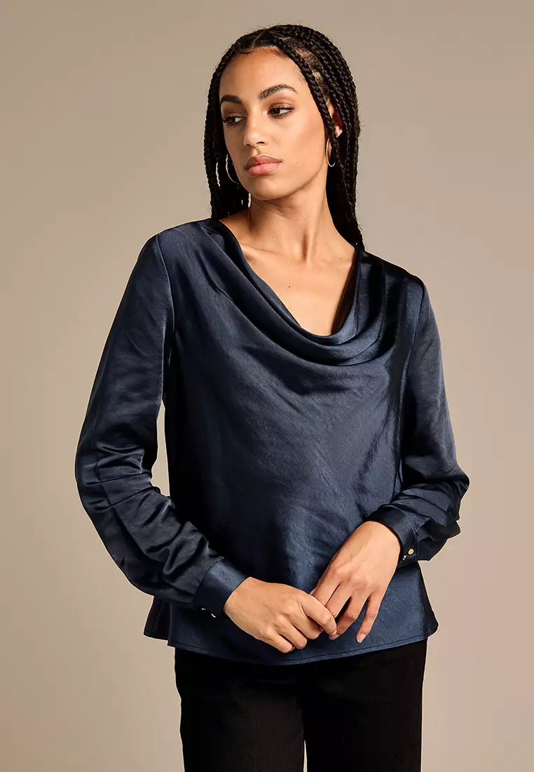 Scarlet Satin Cowl Neck Top