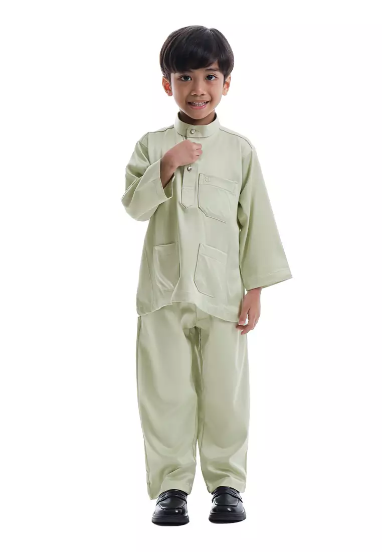 Alain Delon Baju Melayu Cekak Musang Budak - 19026505-41AloeGreen