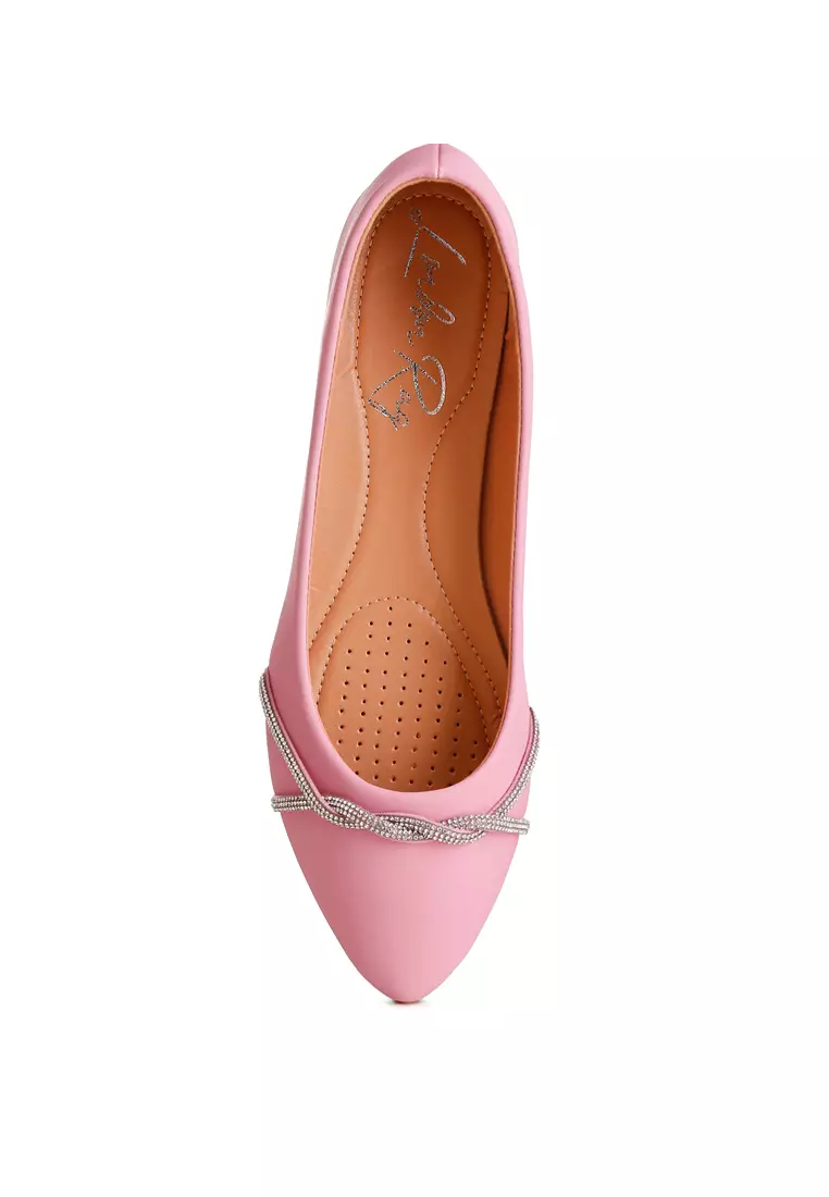 Balerina Kulit Imitasi Berlian Imitasi dalam Warna Blush