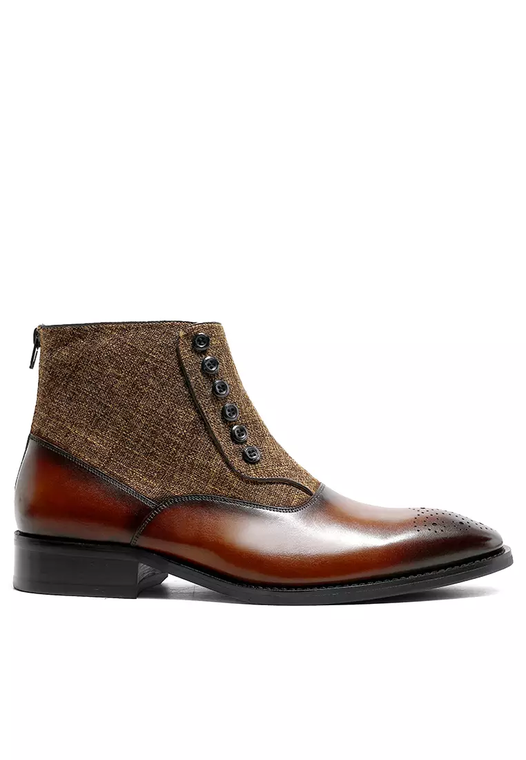 Discount on Twenty Eight Shoes  shoes - SKU: Brogue Leather Stitched Zipper Boot Ds898808h-01-02