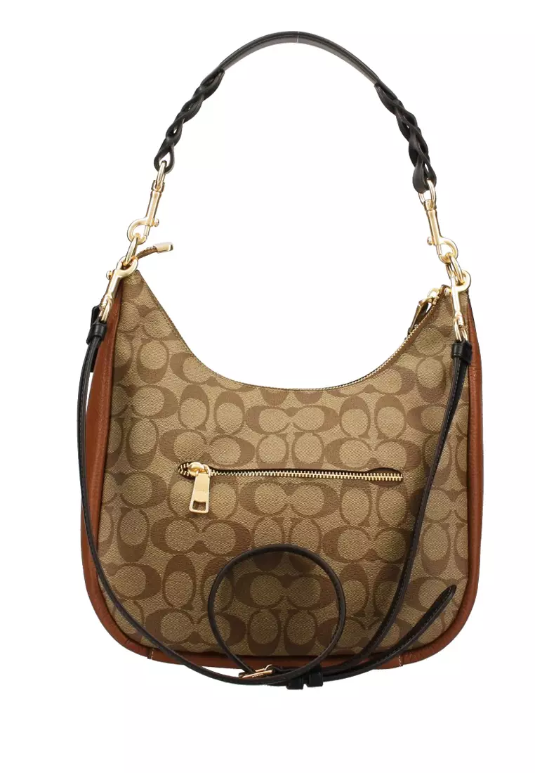 Coach Coach Jules Hobo In Colorblock Signature Canvas Brown