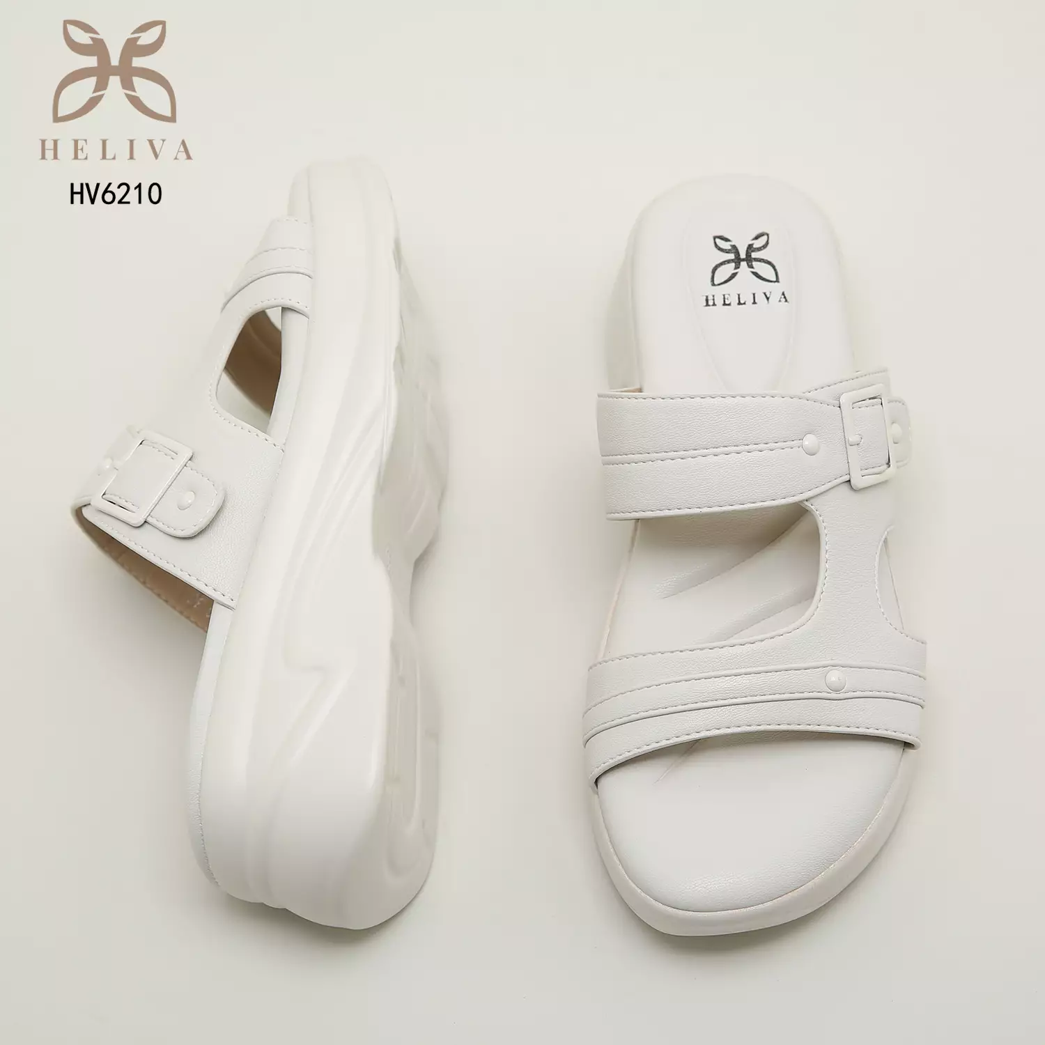 Heliva Julia Slide Slip On Wedges Double Strap Sol 5 cm