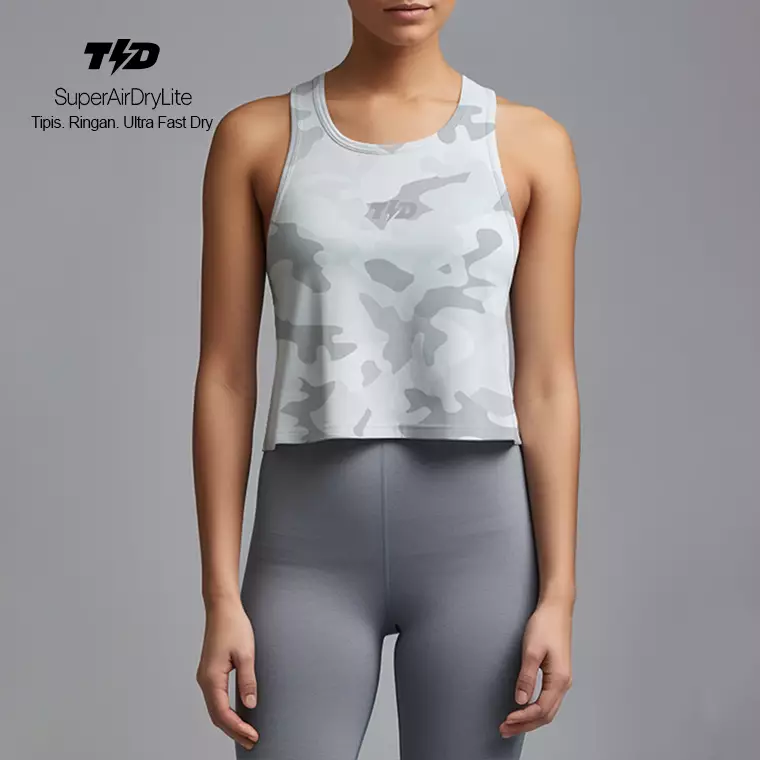 LSC46 Crop Tank Top Olahraga Camo Warna Ice Grey SuperAirDry Lite