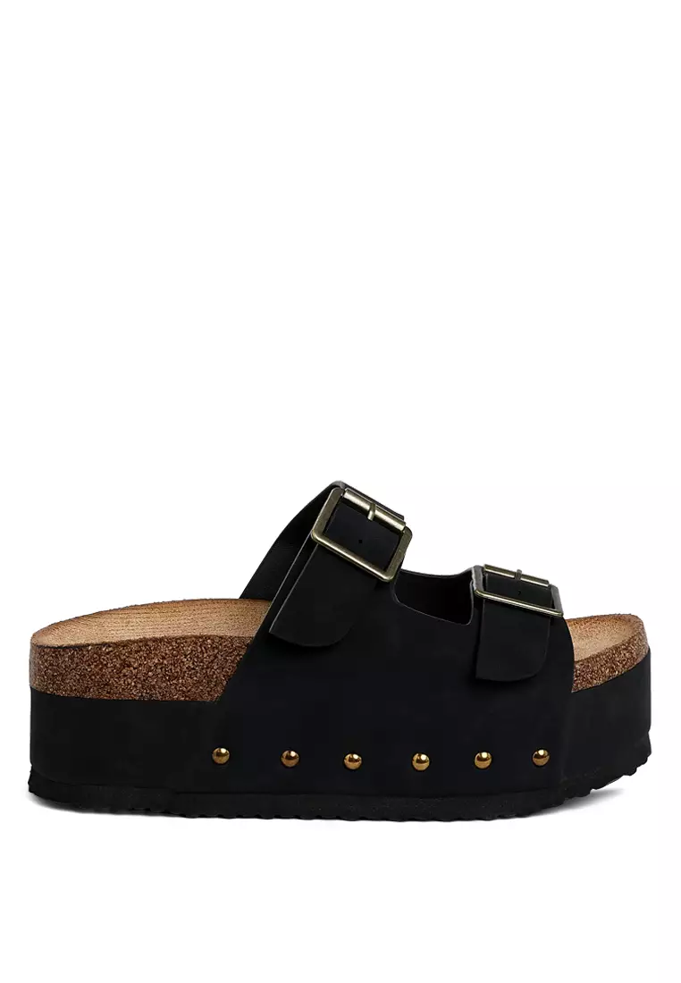 Discount on London Rag  shoes - SKU: Studded Faux Leather Slip Ons In Black