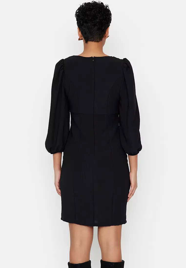 Square Neck 3/4 Sleeves Dress