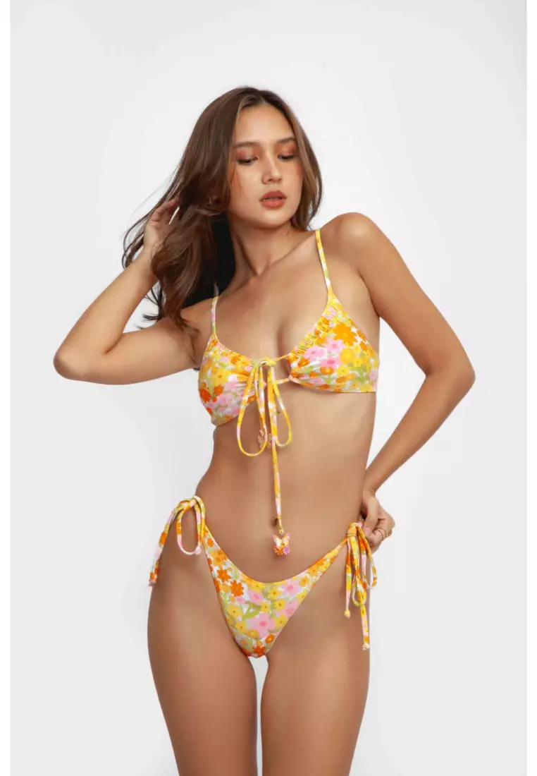 Daniella Side Tie Adjustable Bikini Bottoms / May Flowers