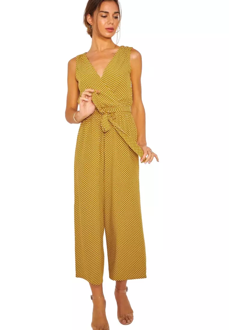 Mustard contrast stripe bandeau 2025 culotte jumpsuit