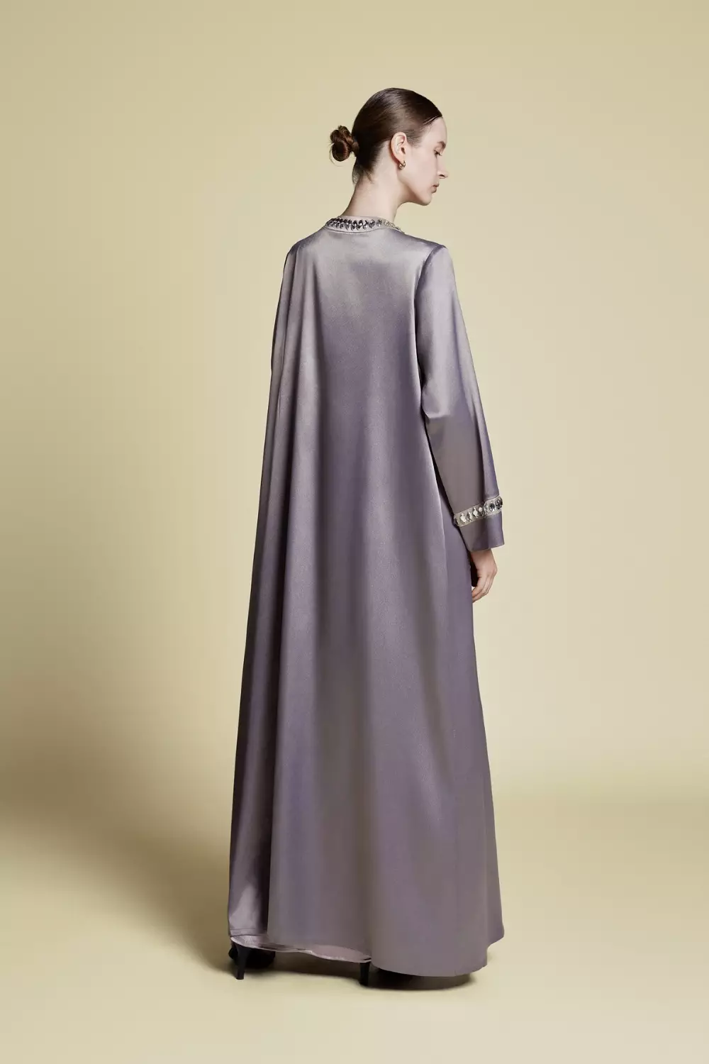DEMURE&CO - Hafsa Prive’  Embellished Coat Dress Ash Grey