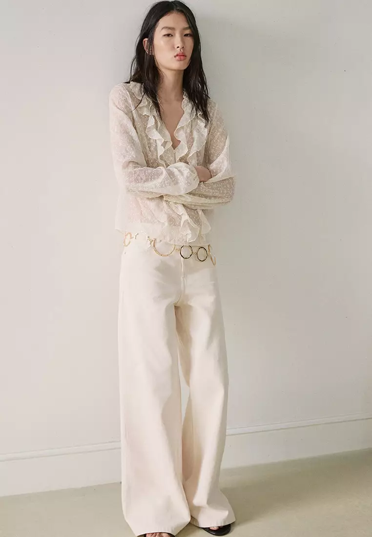 Ruffled Embroidered Blouse