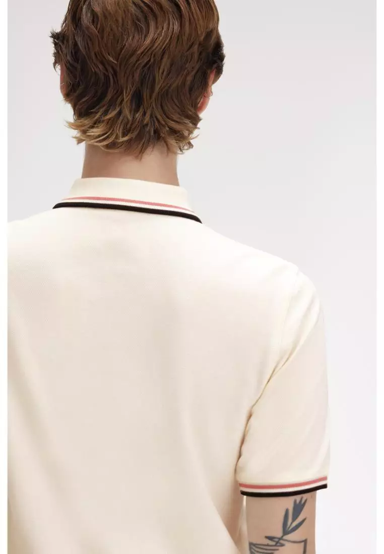 Fred Perry G3600 Twin Tipped Fred Perry Shirt (Light Ecru / Putty Pink / Black)