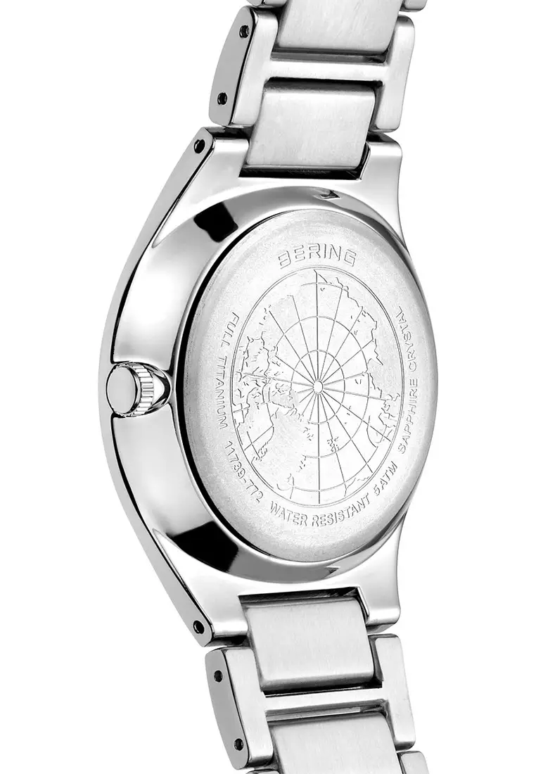 Men's Silver Titanium Strap with Titanium Links and Grey Dial Quartz Watch - 11739-772