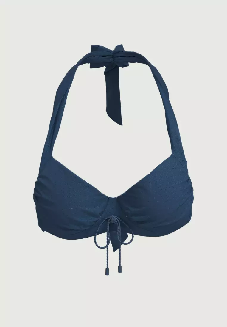 Waterlily Shines Penny Blue Tie Front Halter Top