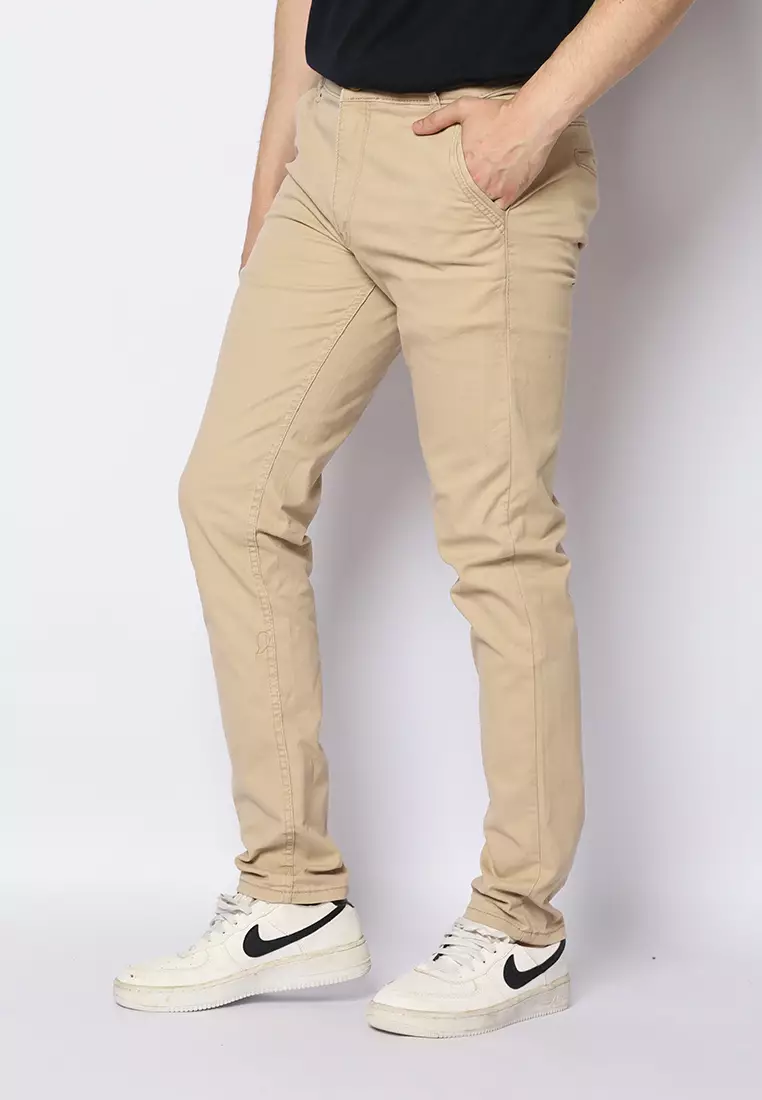 Celana Panjang Pria Katun Chinos Slim Fit Cheers Mate Khaki 112506