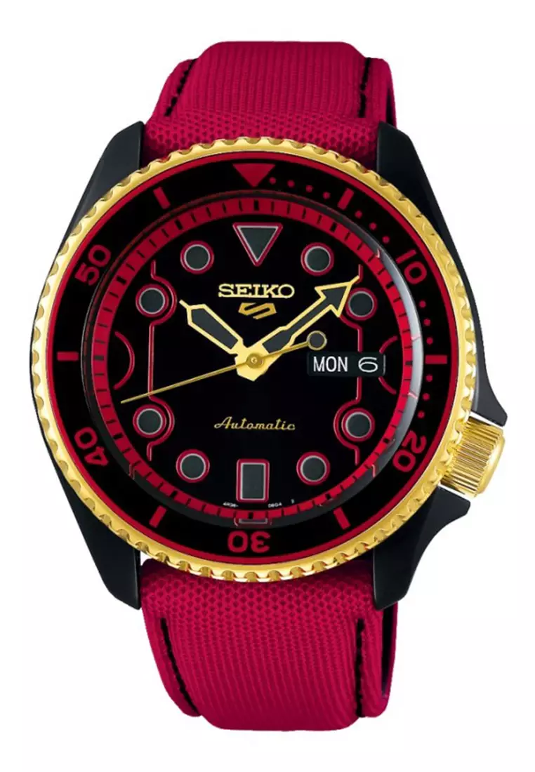 SEIKO 5 SPORTS STREET FIGHTER SRPF20K1 KEN RUSH N BLAZE RED NYLON-LEATHER STRP LIMITED EDITION