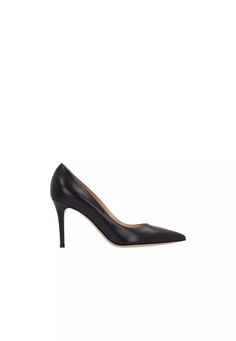 Buy Gianvito Rossi Pointed Toe Leather Slip-On Heels Pumps 2025