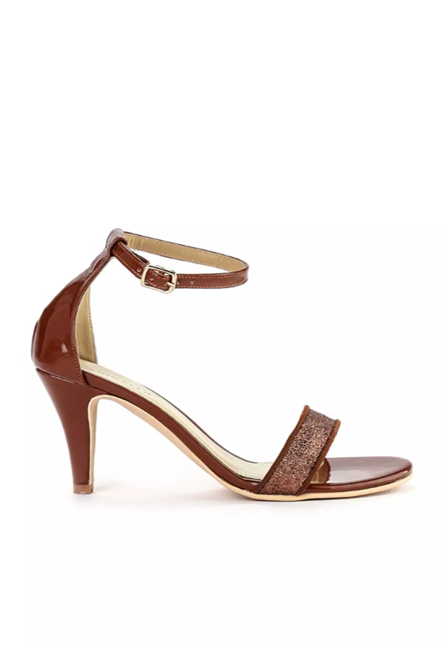 Valerie Sandal Ankle Strap Kitten Heels Wanita