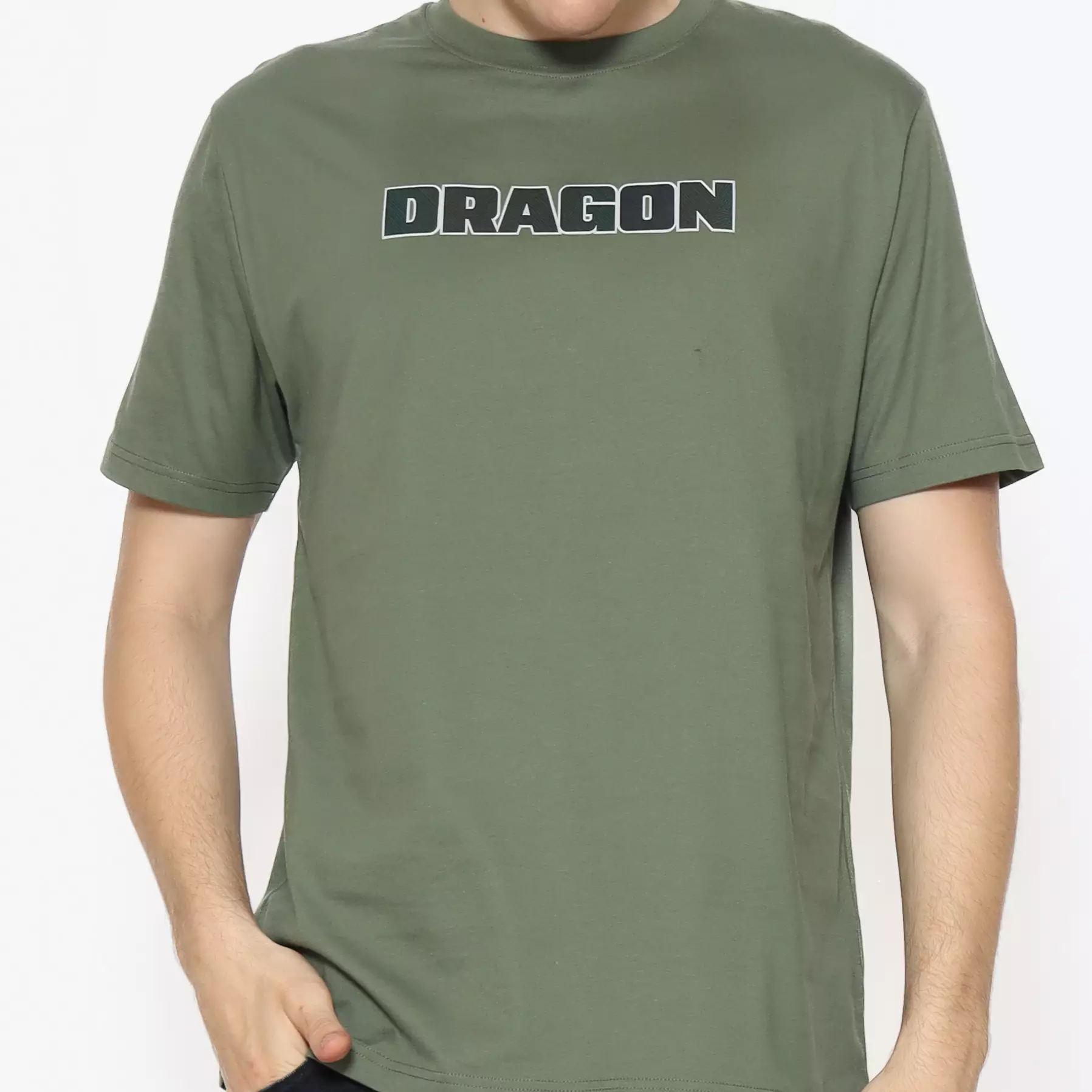 Dragon Kaos Lengan Pendek Heather Men Tee Olive Planet Surf