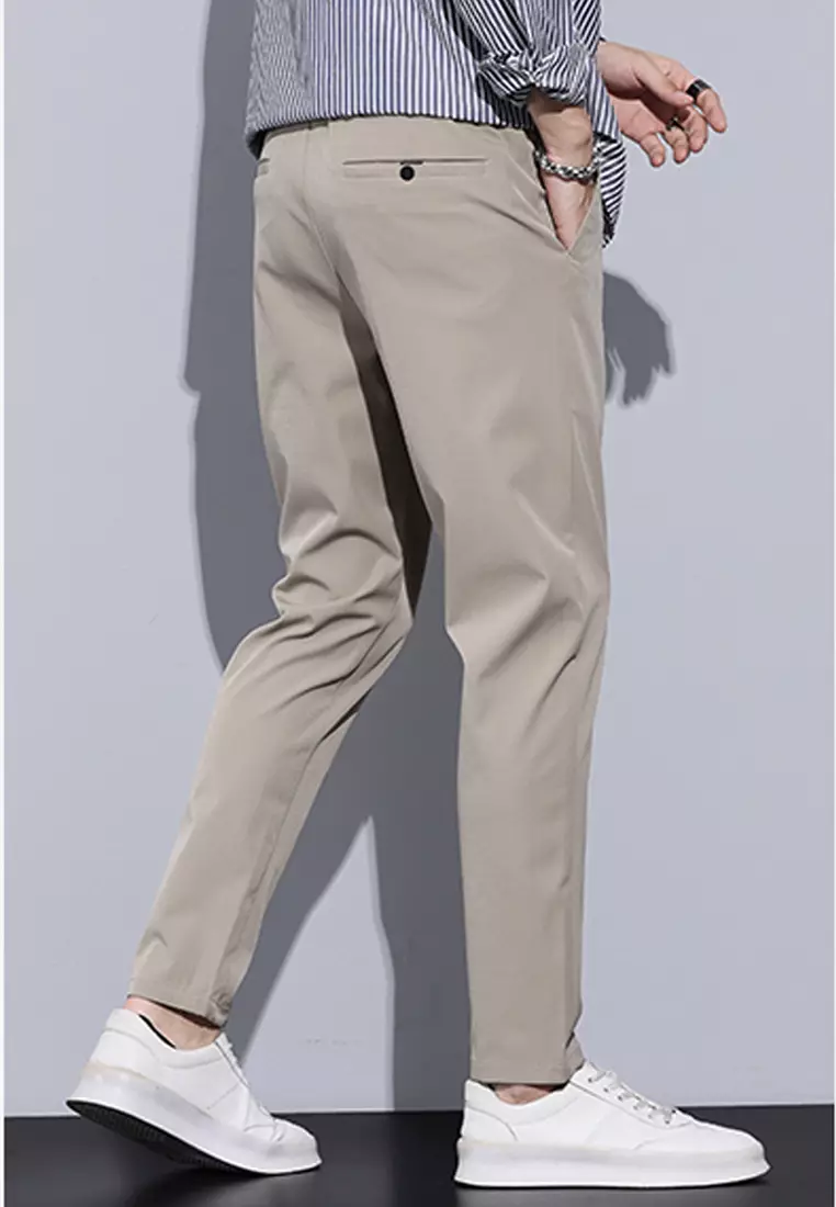 彈性腰圍修腳西褲