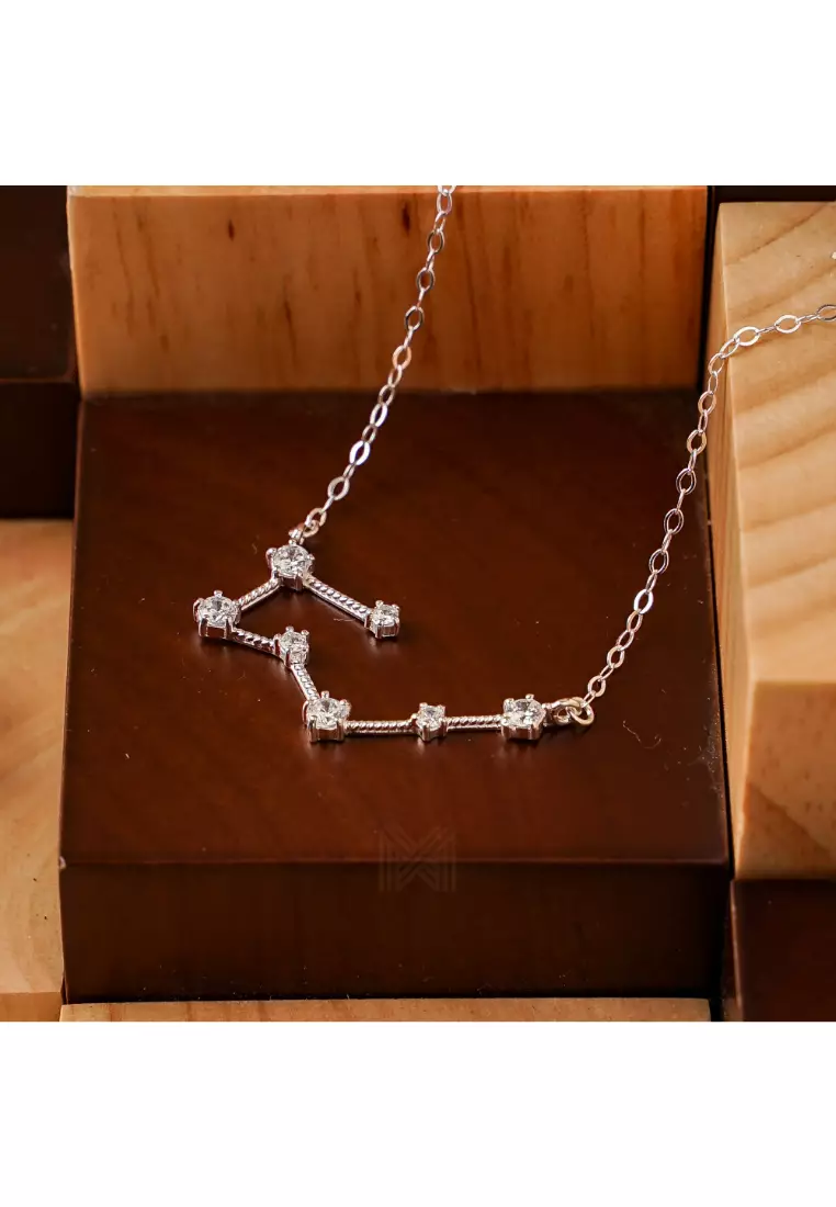 Match The Stars Taurus Constellation Silver Necklace with 925 Sterling Silver