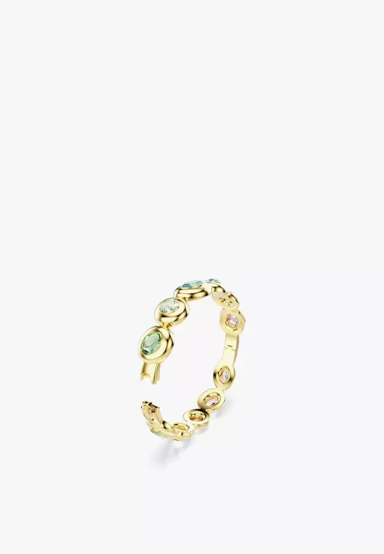Gema bangle, Mixed cuts, Multicolored, Gold-tone plated