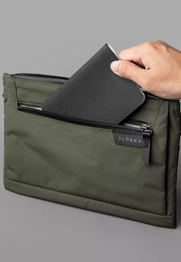 Portaoggetti IPad Mini Alpaka Zip Pouch Max V2 Green | Borsellino Organizer Axoflux 210D Per IPad Mini E Accessori Borsa Alpaca