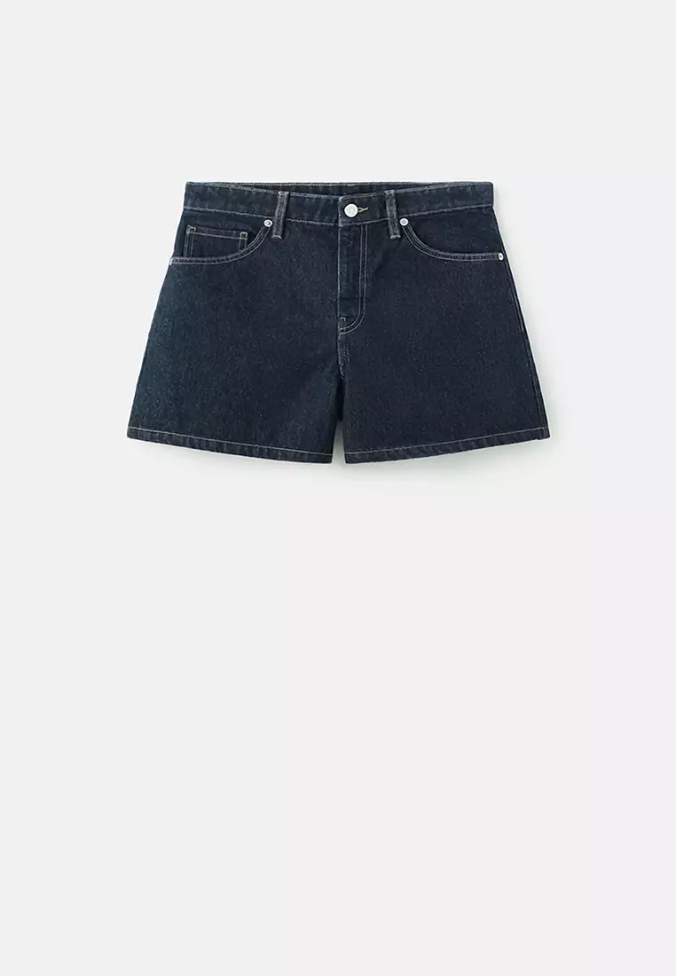 Straight Mid-Rise Denim Shorts