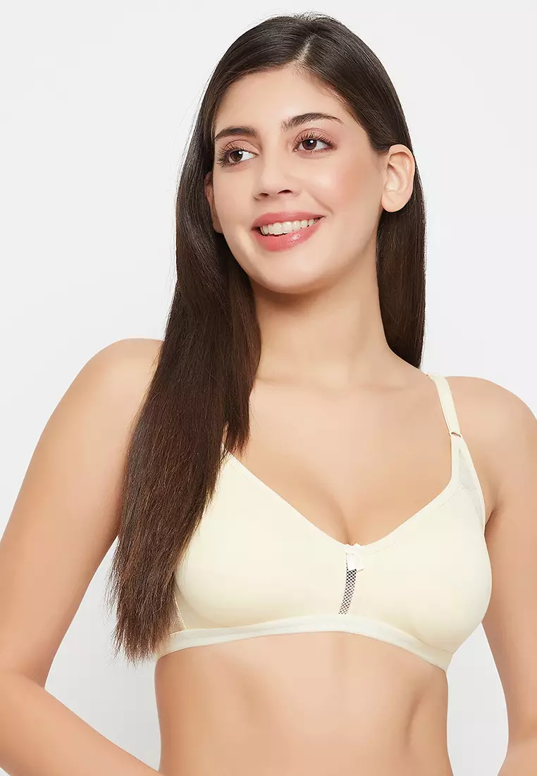Buy CLOVIA Baby Pink Cotton Rich Non-Padded Full Support Bra