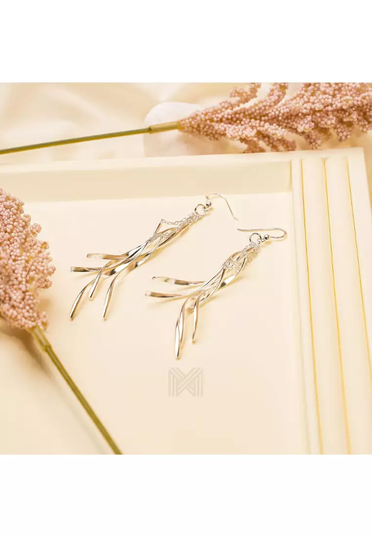Millennia 2000 Spiral Thread Hook Silver Dangle Earrings with 925 Sterling Silver