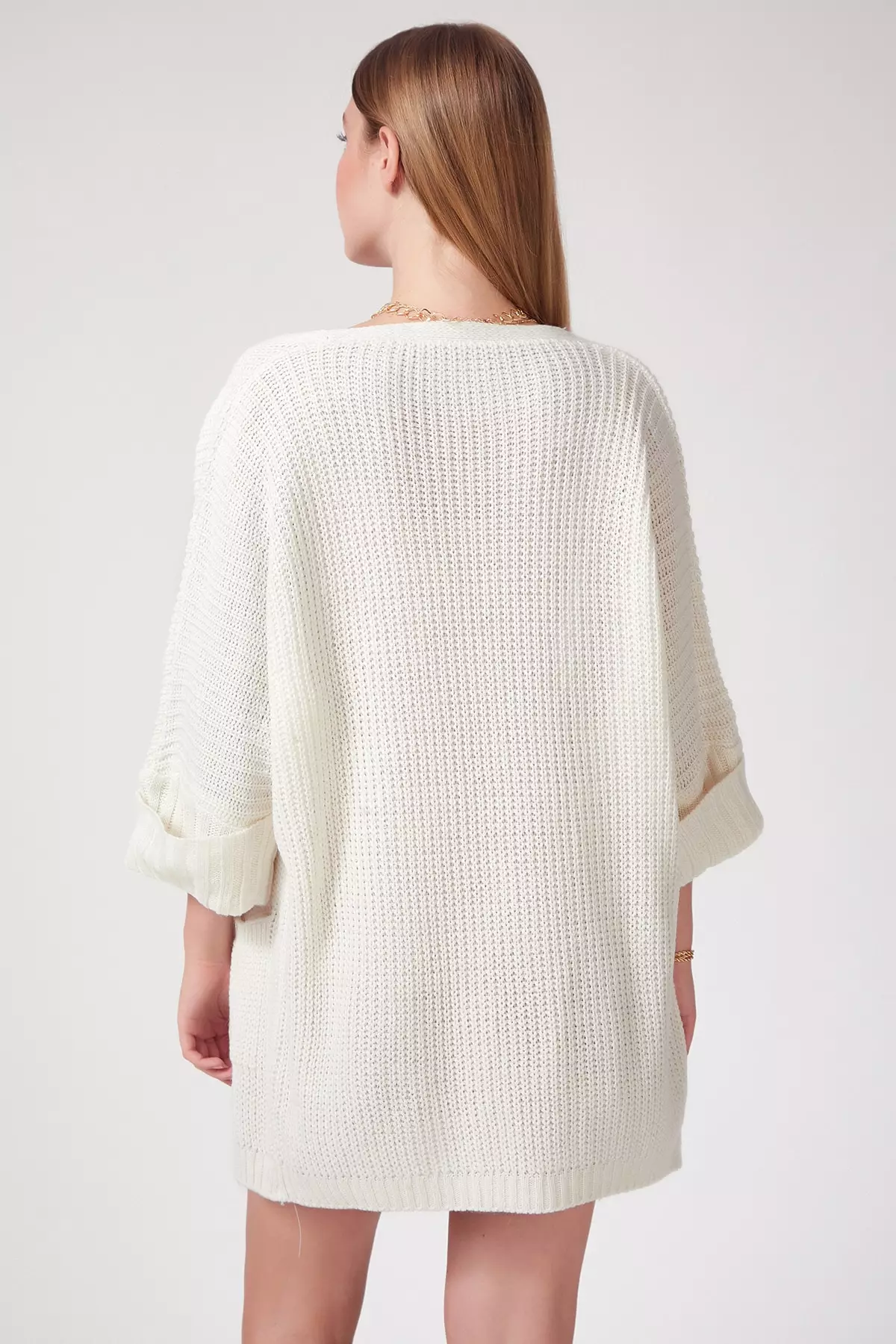 Oversized white knit top cardigan