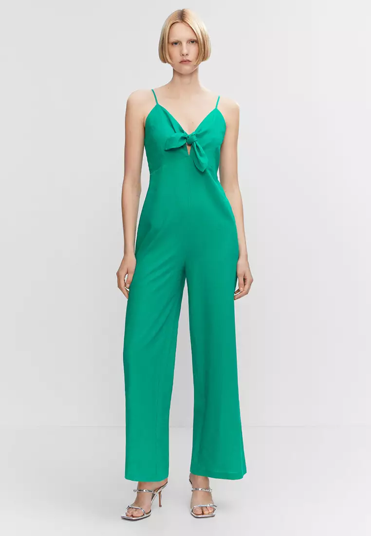 Mango green suede jumpsuit hot sale
