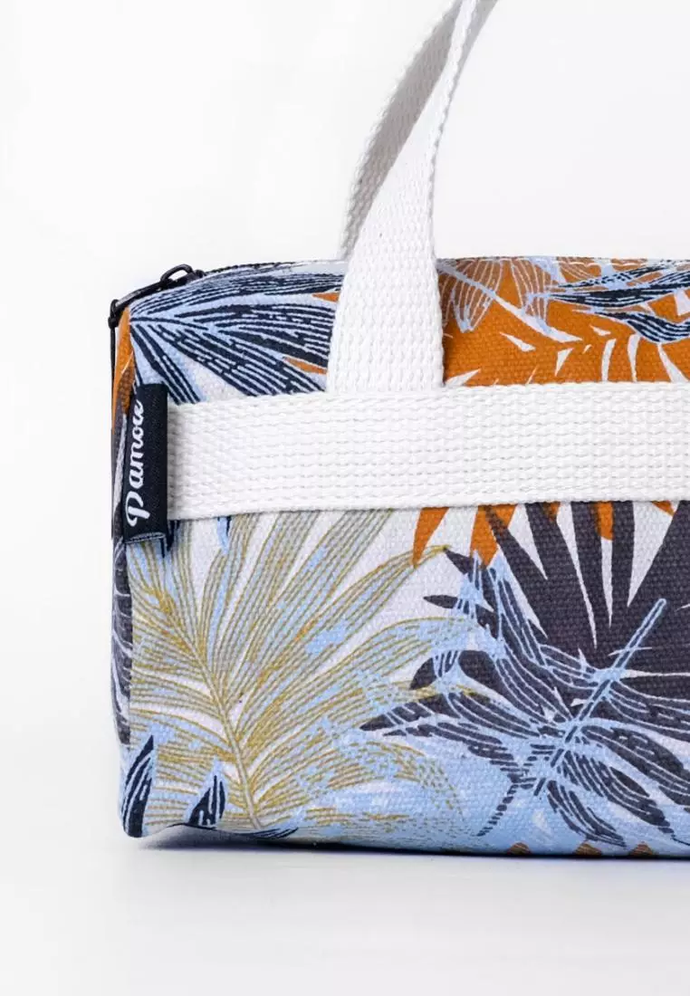 Pamole Pouch Kosmetik Bahan Kanvas Penutup Resleting - PMU Leaf Orange