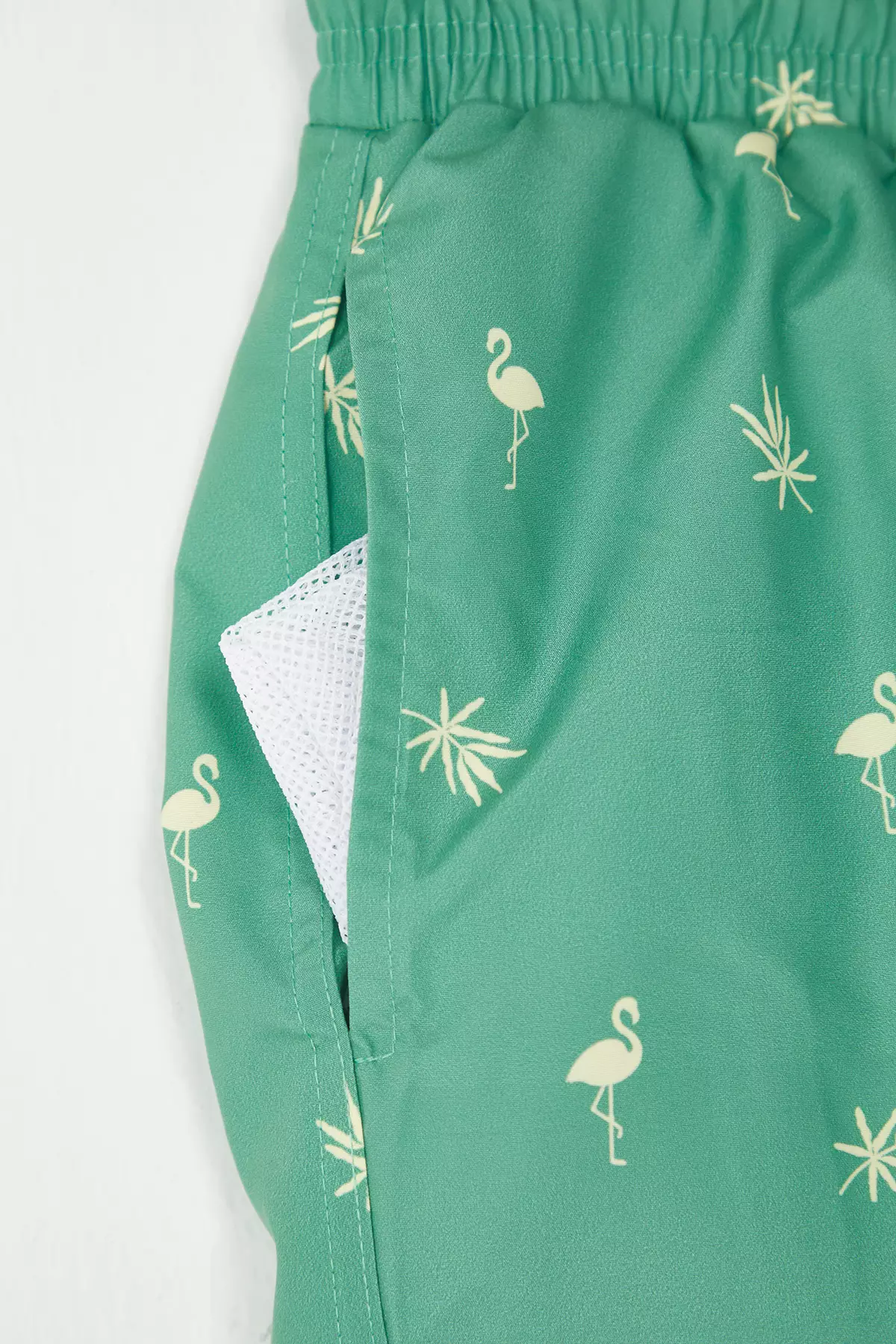 Green Tropical Printed Standard Size Swimsuit Swim Shorts TMNSS21DS0021