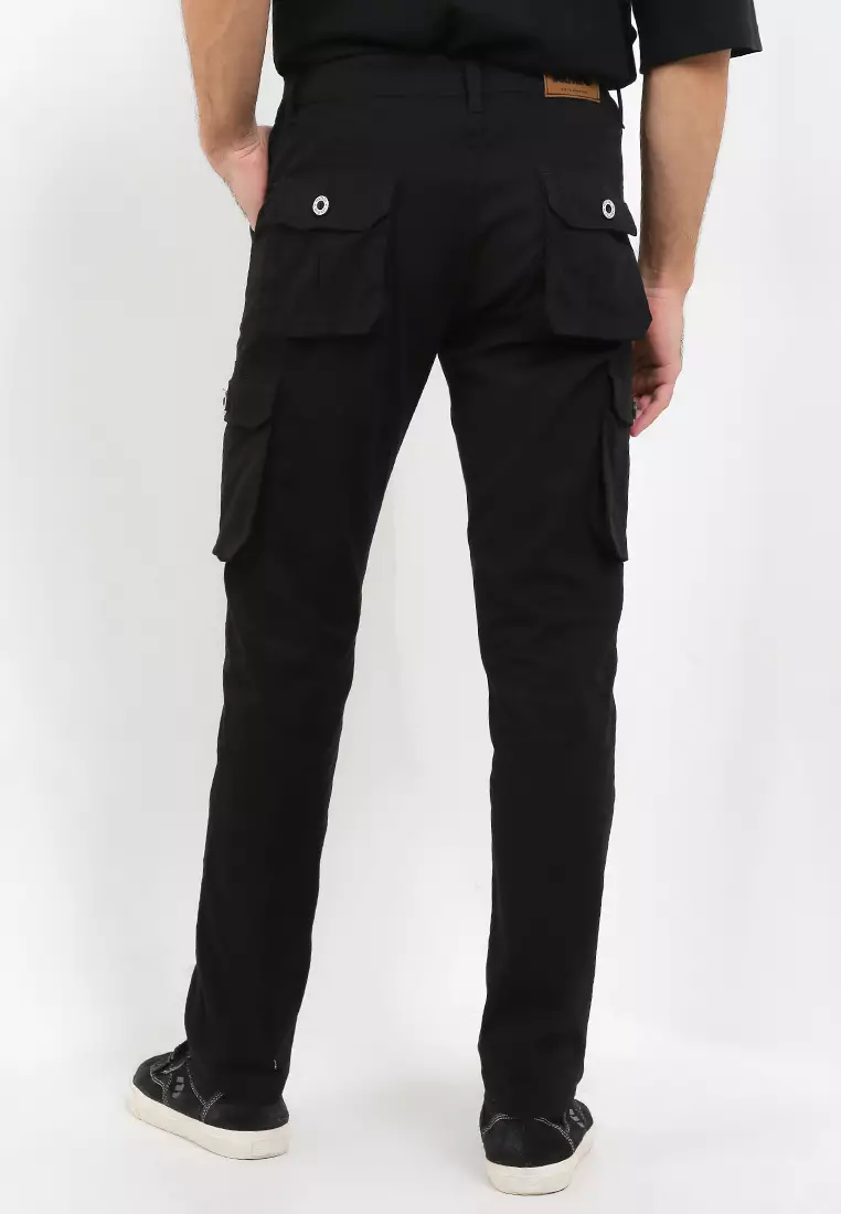 Celana Cargo Pants Cotton Twill Stretch - Black