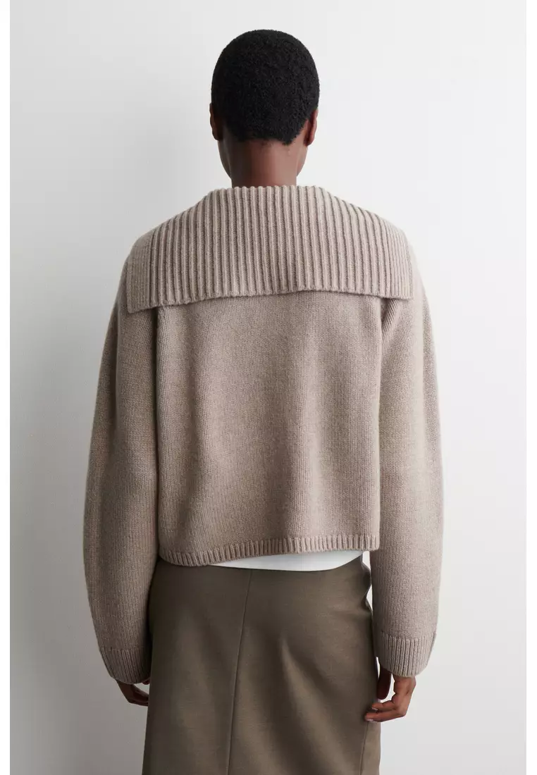 SAILOR-COLLAR WOOL CARDIGAN