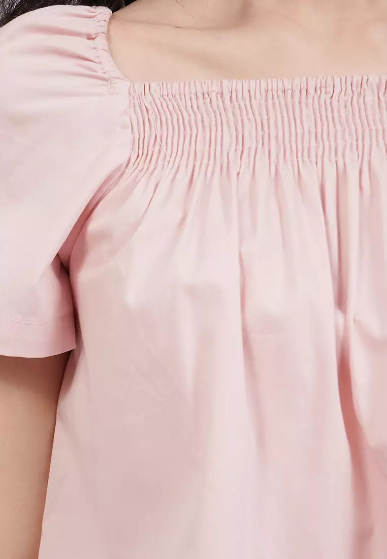 Elastic Short Sleeve Flare Top