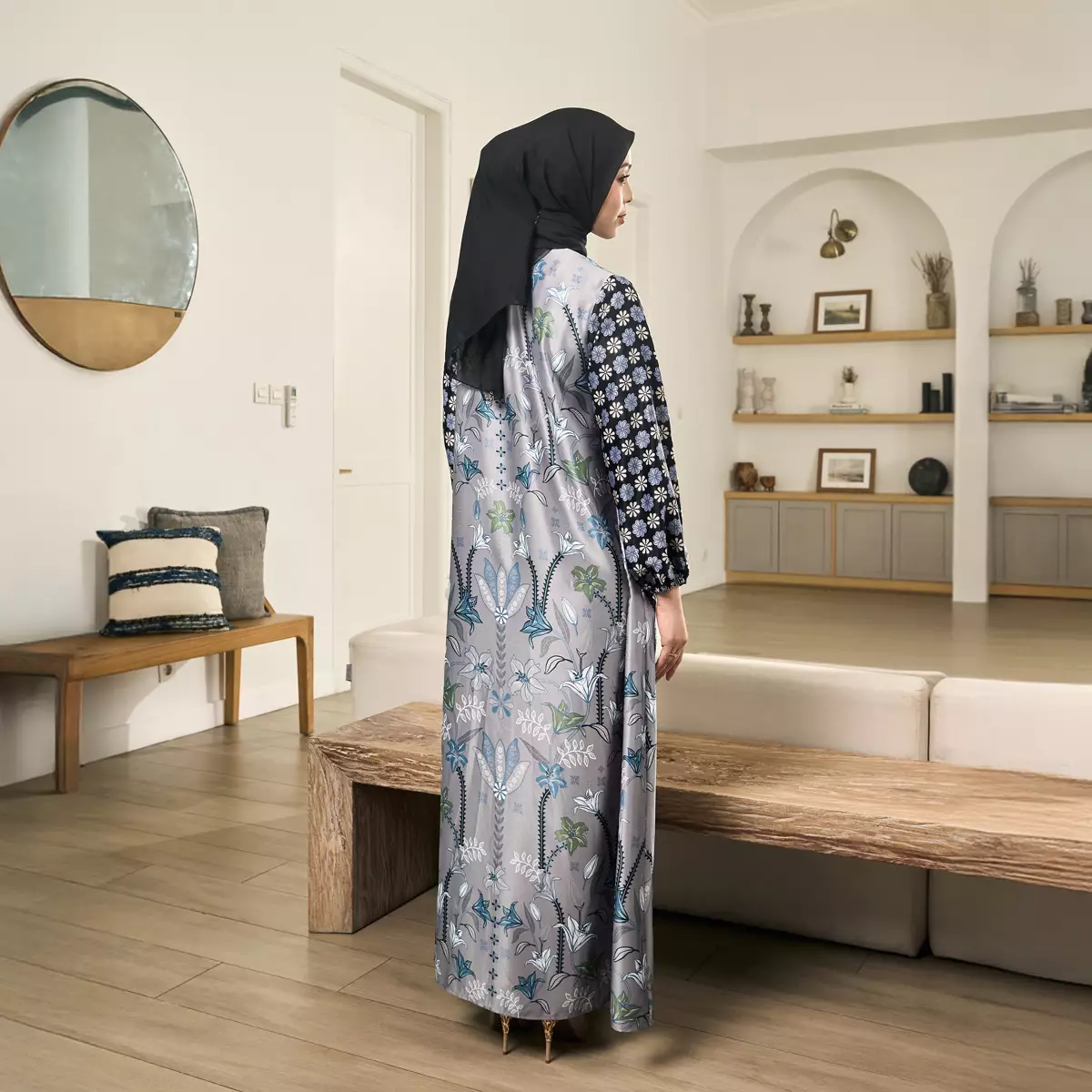 [New Collection] ZM Zaskia Mecca - Riolet Grey Black Gamis Wanita | Primadona Series | Edisi Lilya Raya