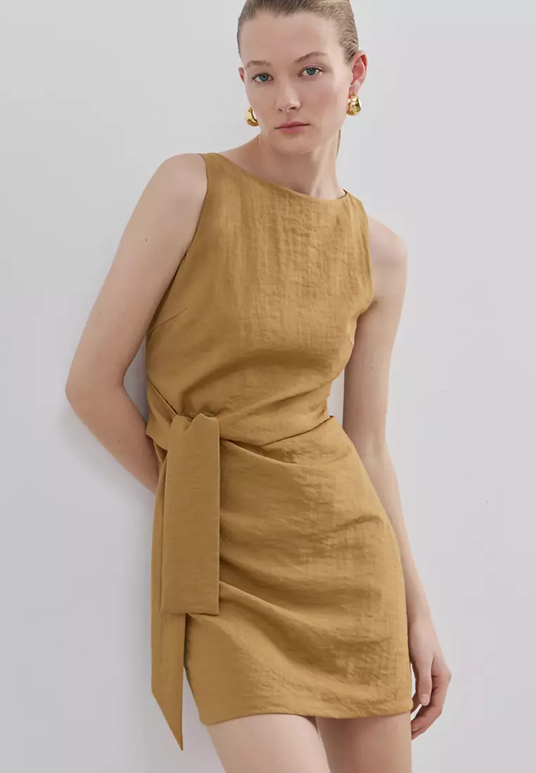 mango brown dress mini Elegant Off-Shoulder Ruched Satin Mermaid Prom Dress with Flattering  Silhouette