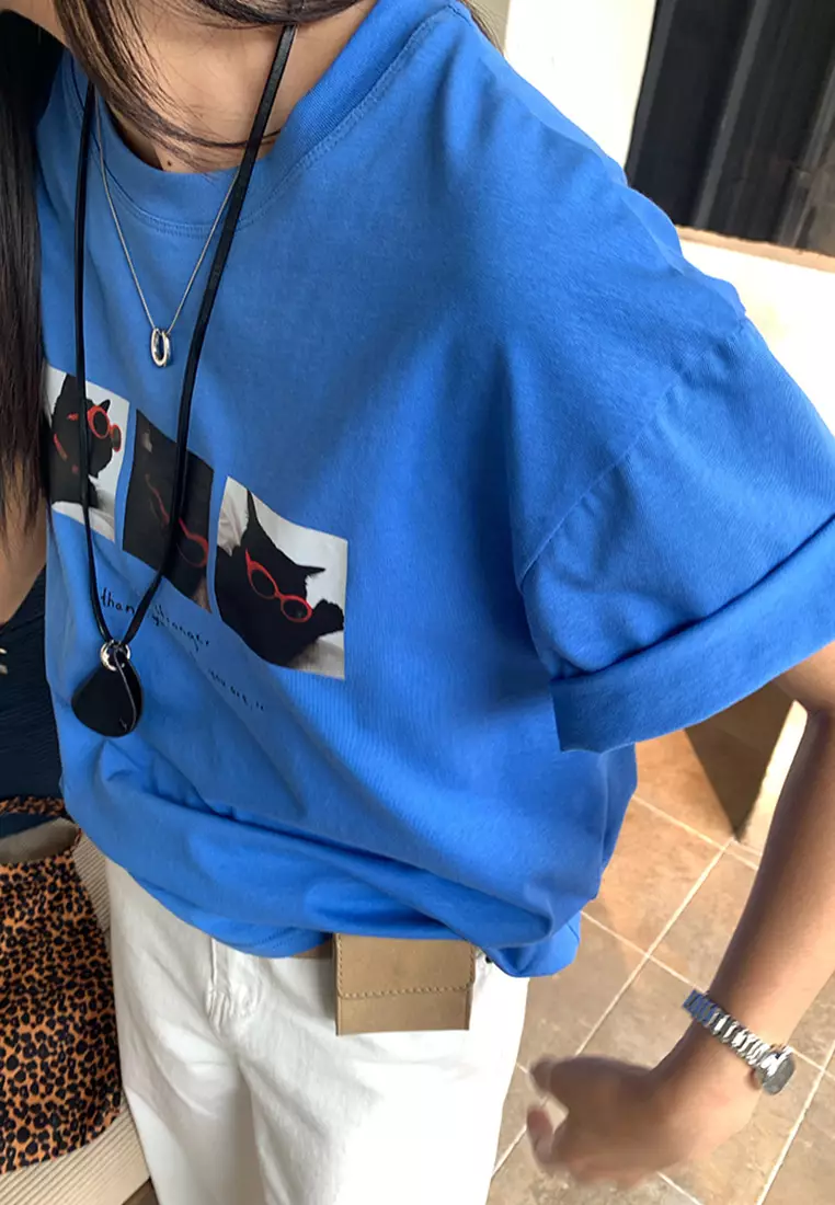 2025 Summer Printed Simple Round Neck T-shirt CA25042919BL