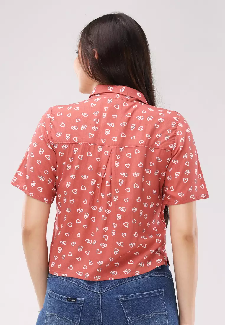 Woven Printed Rayon Short Sleeves Blouse