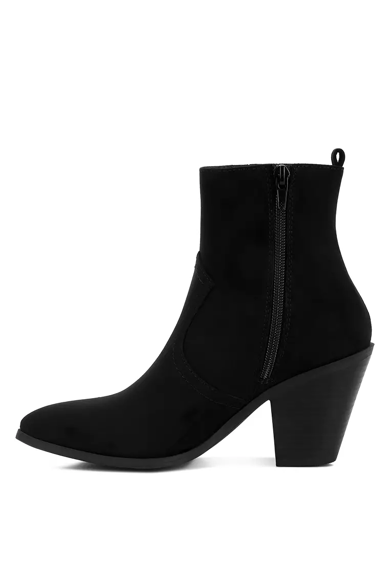 Black High Ankle Cowboy Boots