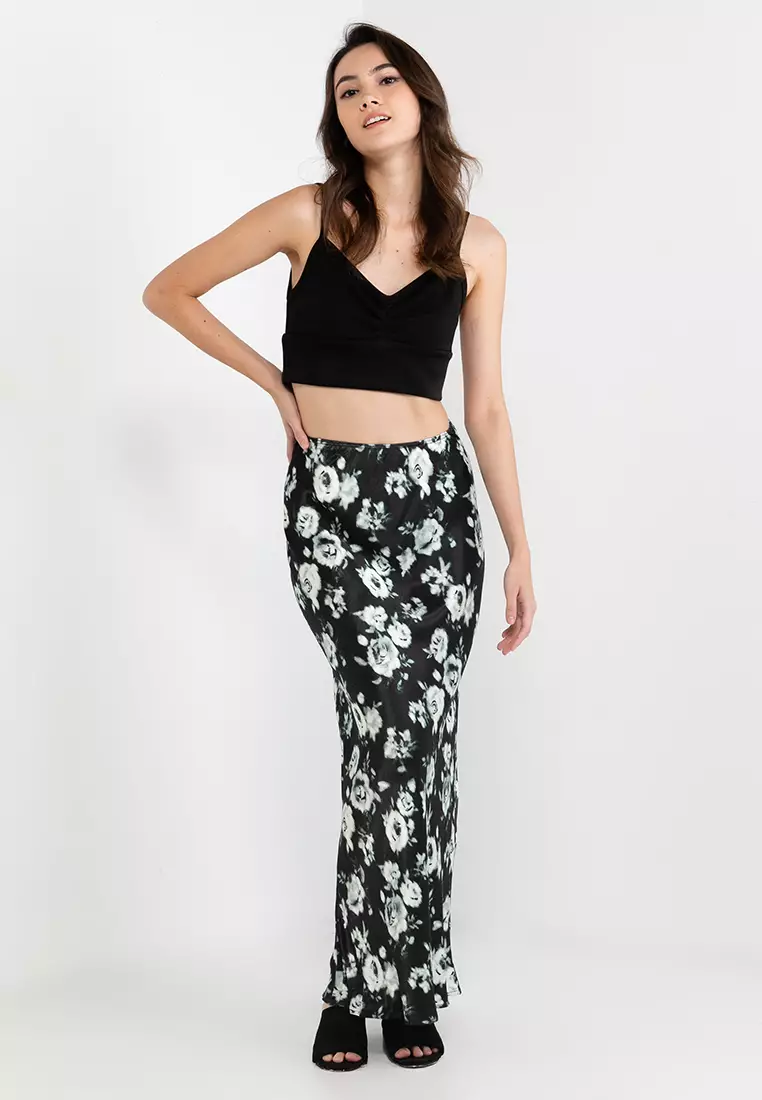 Premium Floral Bias Maxi Skirt