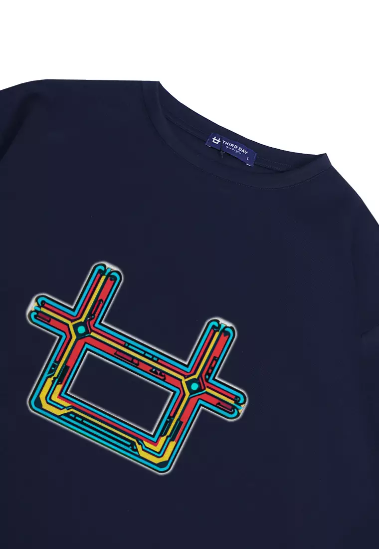 MTP52 kaos oversize abstrak abstract aesthetic bahan tebal scuba logo colorful circuit navy