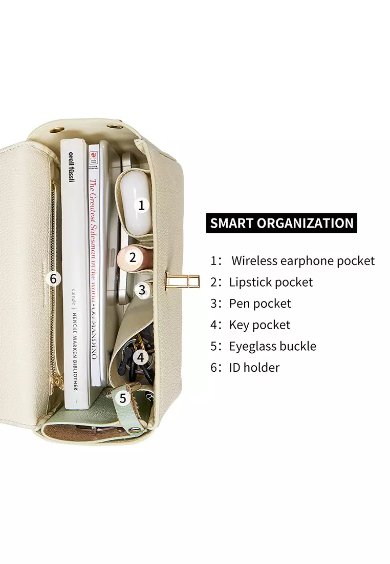 Victoria S 女士時尚休閒手提包 小號女士皮包/單肩包/斜背包/吊帶包 - 白色