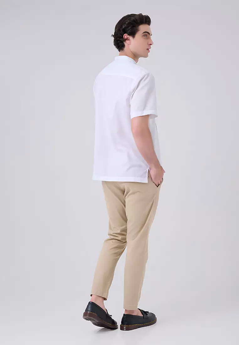 MANZONE X Adipati Dolken - Kemeja Koko Lengan Pendek Shiraz Comfort Fit - White Warna White