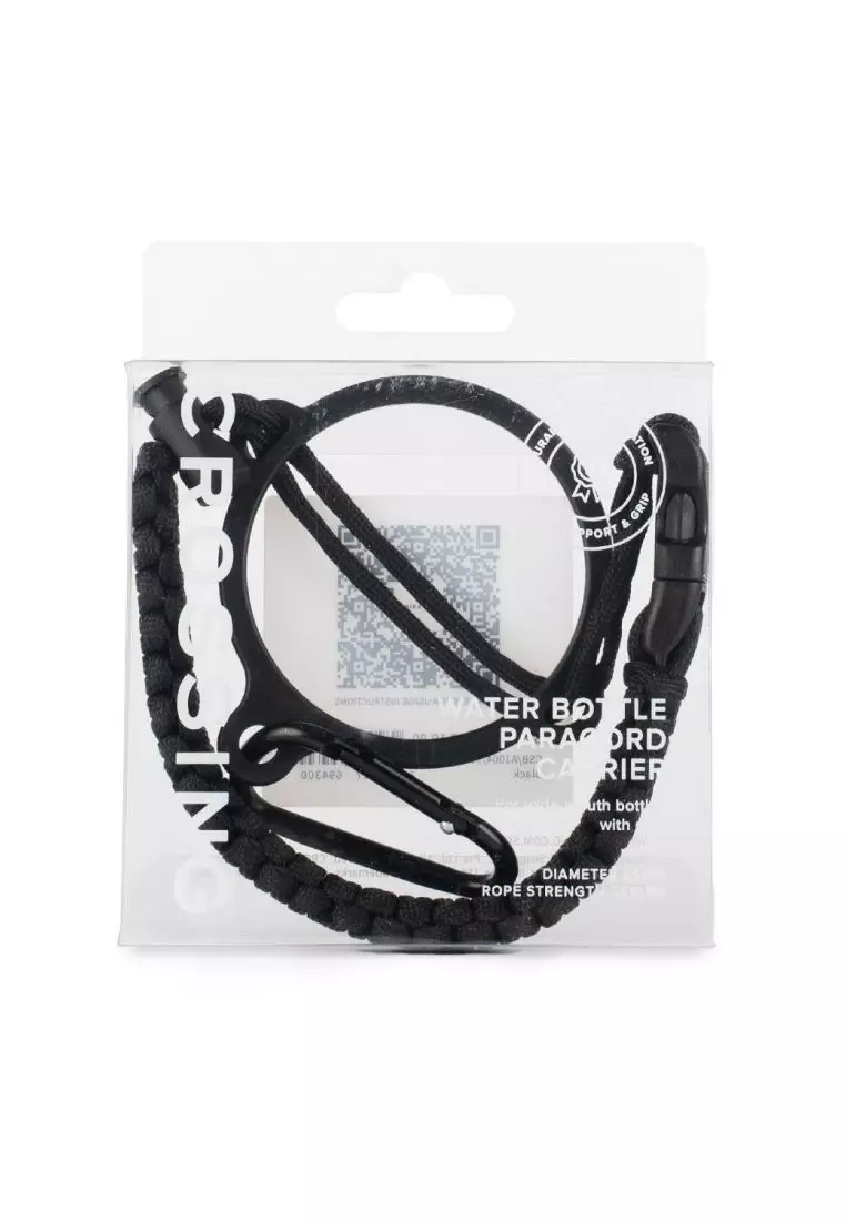 Crossing Paracord Bottle Carrier Strap with Carabiner - Black
