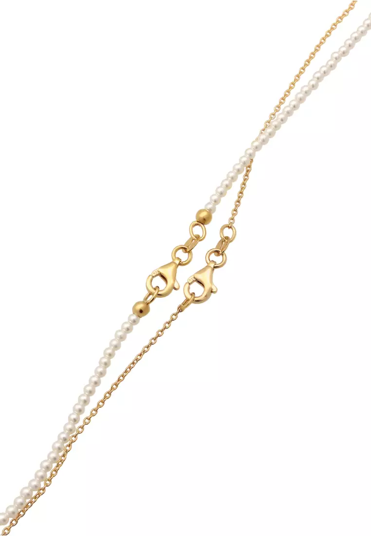 Necklace Set Shell Pearls Basic Chain Gold Plated